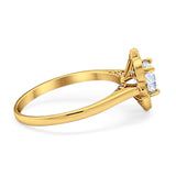 Floral Style Round Natural Stone Ring