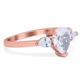 Pear Teardrop Natural Stone Trio Ring