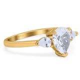Pear Teardrop Natural Stone Trio Ring