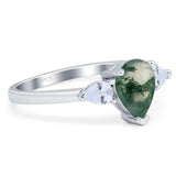 Pear Teardrop Natural Stone Trio Ring