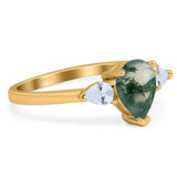 Pear Teardrop Natural Stone Trio Ring