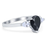 Pear Teardrop Natural Stone Trio Ring