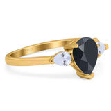 Pear Teardrop Natural Stone Trio Ring