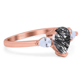 Pear Teardrop Natural Stone Trio Ring