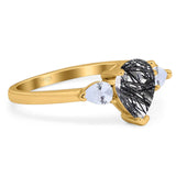 Pear Teardrop Natural Stone Trio Ring
