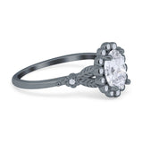 Art Deco Oval Natural Stone Floral Ring