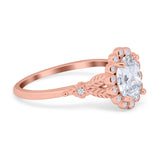 Art Deco Oval Natural Stone Floral Ring
