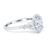 Art Deco Oval Natural Stone Floral Ring