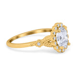 Art Deco Oval Natural Stone Floral Ring