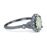 Art Deco Oval Natural Stone Floral Ring