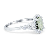Art Deco Oval Natural Stone Floral Ring