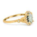 Art Deco Oval Natural Stone Floral Ring