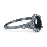 Art Deco Oval Natural Stone Floral Ring