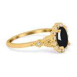 Art Deco Oval Natural Stone Floral Ring
