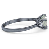 Art Deco Round Natural Stone Three Stone Ring