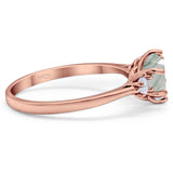 Art Deco Round Natural Stone Three Stone Ring