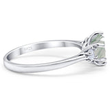 Art Deco Round Natural Stone Three Stone Ring