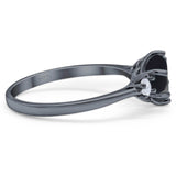 Art Deco Round Natural Stone Three Stone Ring
