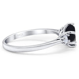 Art Deco Round Natural Stone Three Stone Ring