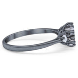 Art Deco Round Natural Stone Three Stone Ring