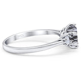 Art Deco Round Natural Stone Three Stone Ring