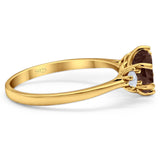 Art Deco Round Natural Stone Three Stone Ring