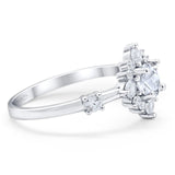 Art Deco Round Natural Stone Flower Ring
