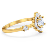 Art Deco Round Natural Stone Flower Ring