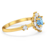 Art Deco Round Natural Stone Flower Ring