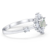 Art Deco Round Natural Stone Flower Ring