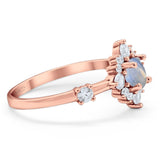 Art Deco Round Natural Stone Flower Ring