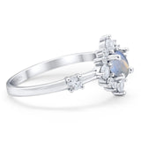 Art Deco Round Natural Stone Flower Ring