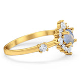 Art Deco Round Natural Stone Flower Ring