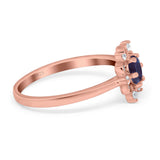Art Deco Round Natural Stone Flower Ring