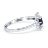 Art Deco Round Natural Stone Flower Ring