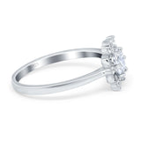 Art Deco Round Natural Stone Flower Ring