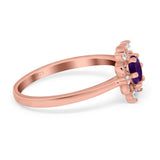 Art Deco Round Natural Stone Flower Ring