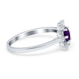 Art Deco Round Natural Stone Flower Ring