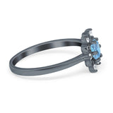 Art Deco Round Natural Stone Flower Ring