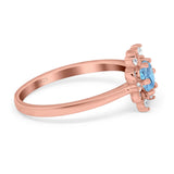 Art Deco Round Natural Stone Flower Ring