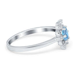 Art Deco Round Natural Stone Flower Ring
