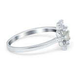Art Deco Round Natural Stone Flower Ring