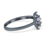 Art Deco Round Natural Stone Flower Ring