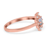 Art Deco Round Natural Stone Flower Ring