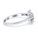 Art Deco Round Natural Stone Flower Ring