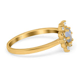 Art Deco Round Natural Stone Flower Ring