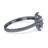 Art Deco Round Natural Stone Flower Ring