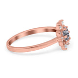 Art Deco Round Natural Stone Flower Ring