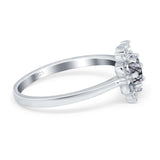 Art Deco Round Natural Stone Flower Ring