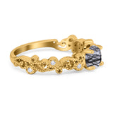 Round Natural Stone Filigree Beaded Ring
